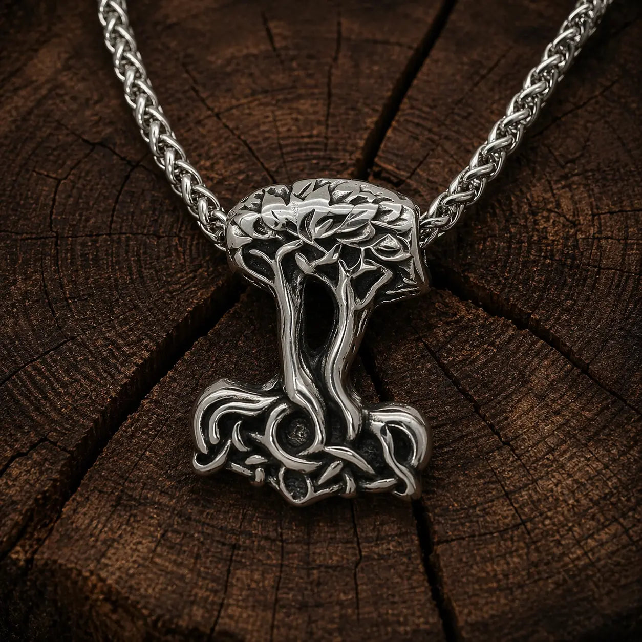 Mjolnir Necklace in the Shape of Yggdrasil