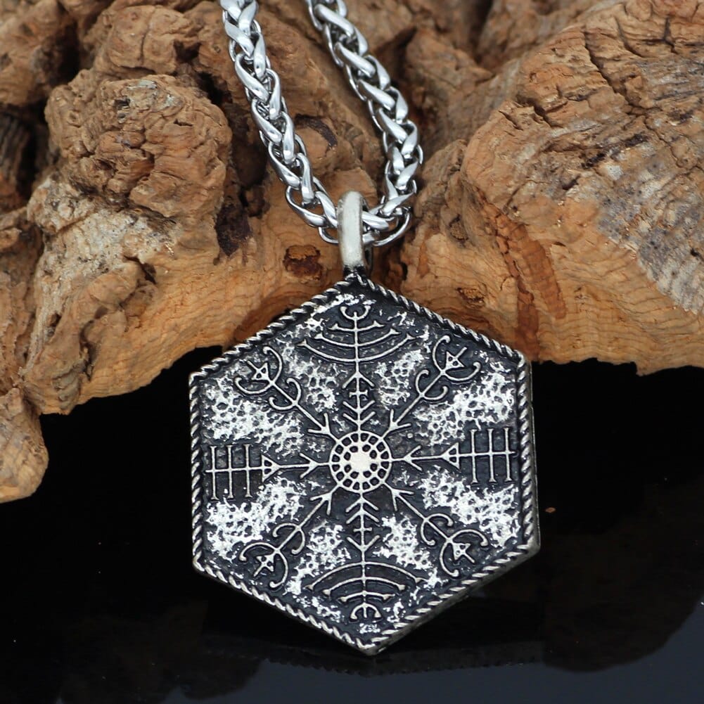 Engraved Plate Necklace Spiritual Guide Vegvisir