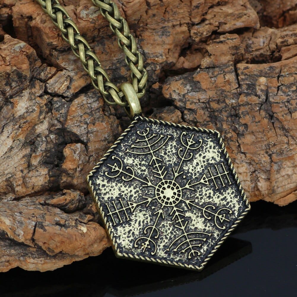 Engraved Plate Necklace Spiritual Guide Vegvisir
