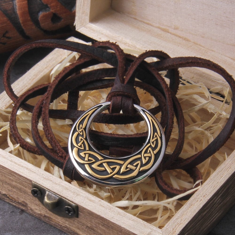 Viking Necklace "Moon Embrace: Celtic Knot Pendant"