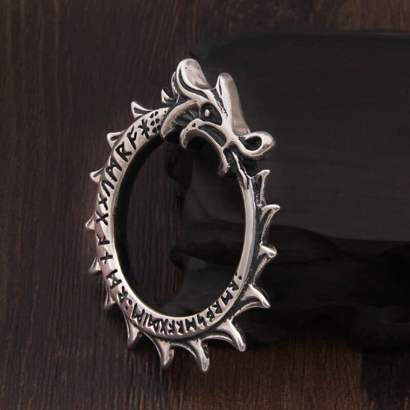 Sterling Silver 925 Pendant - Ouroboros Rune