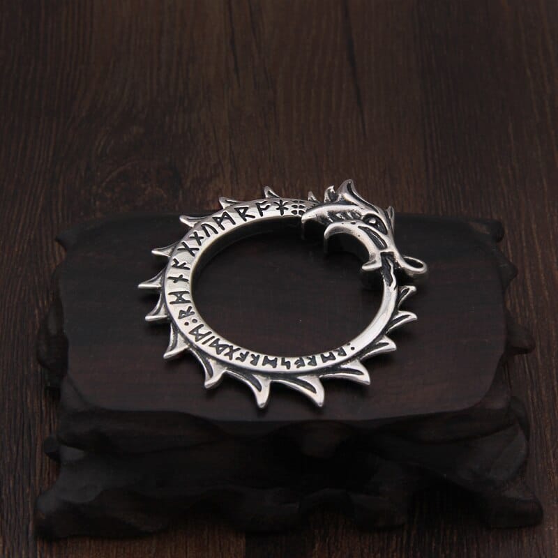 Sterling Silver 925 Pendant - Ouroboros Rune