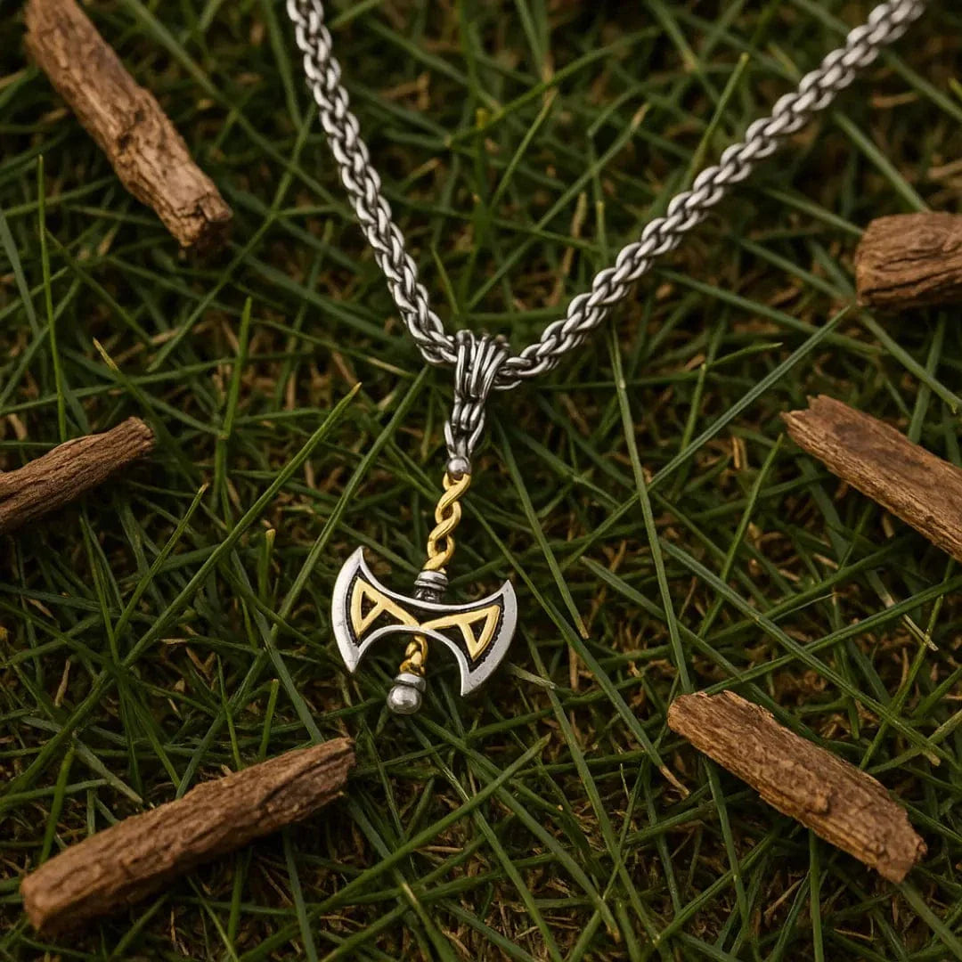 Viking Necklace - Golden Viking Axe