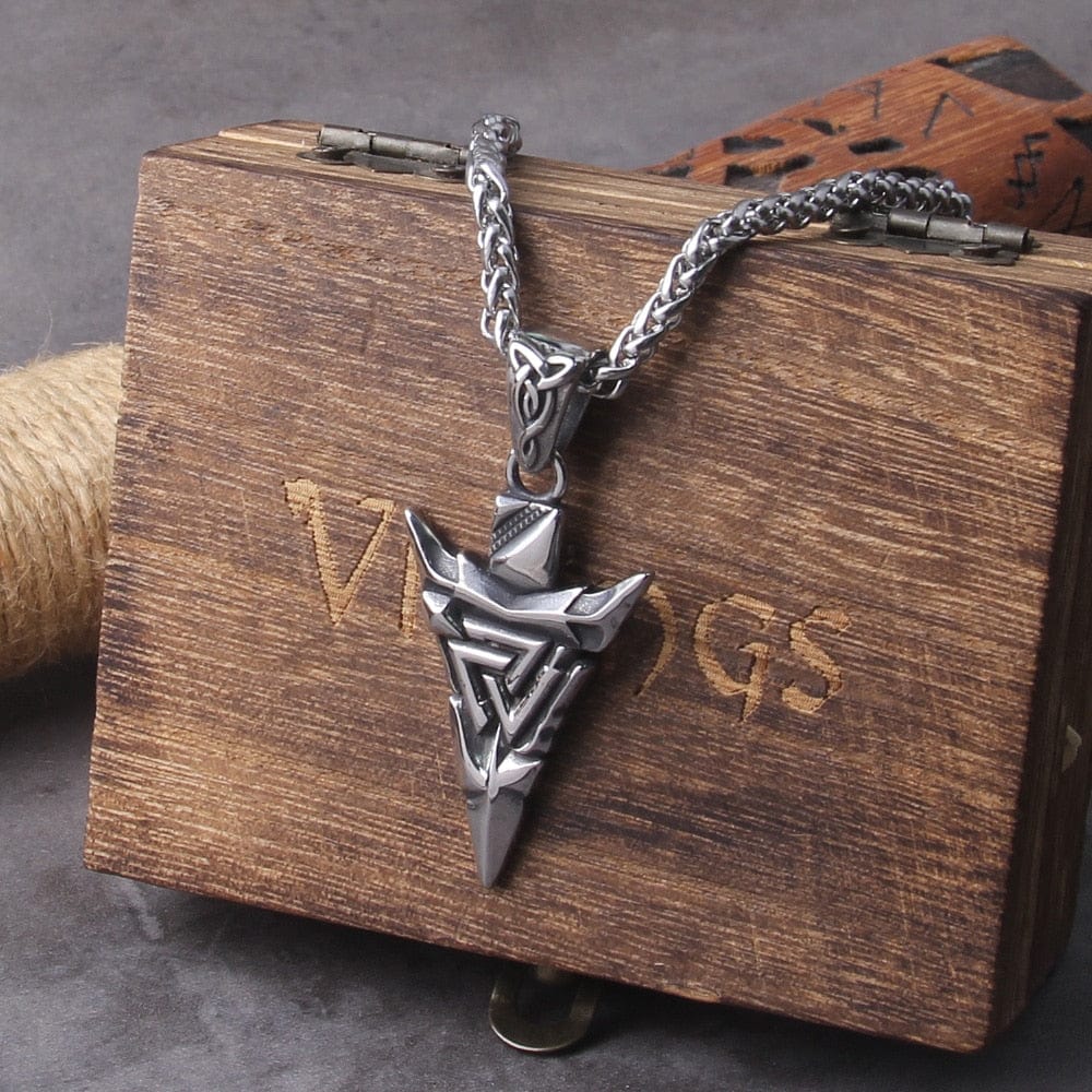 Viking Necklace "Odin's Spear Valknut Necklace"