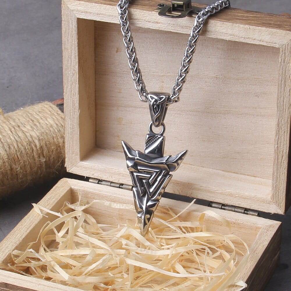 Viking Necklace "Odin's Spear Valknut Necklace"