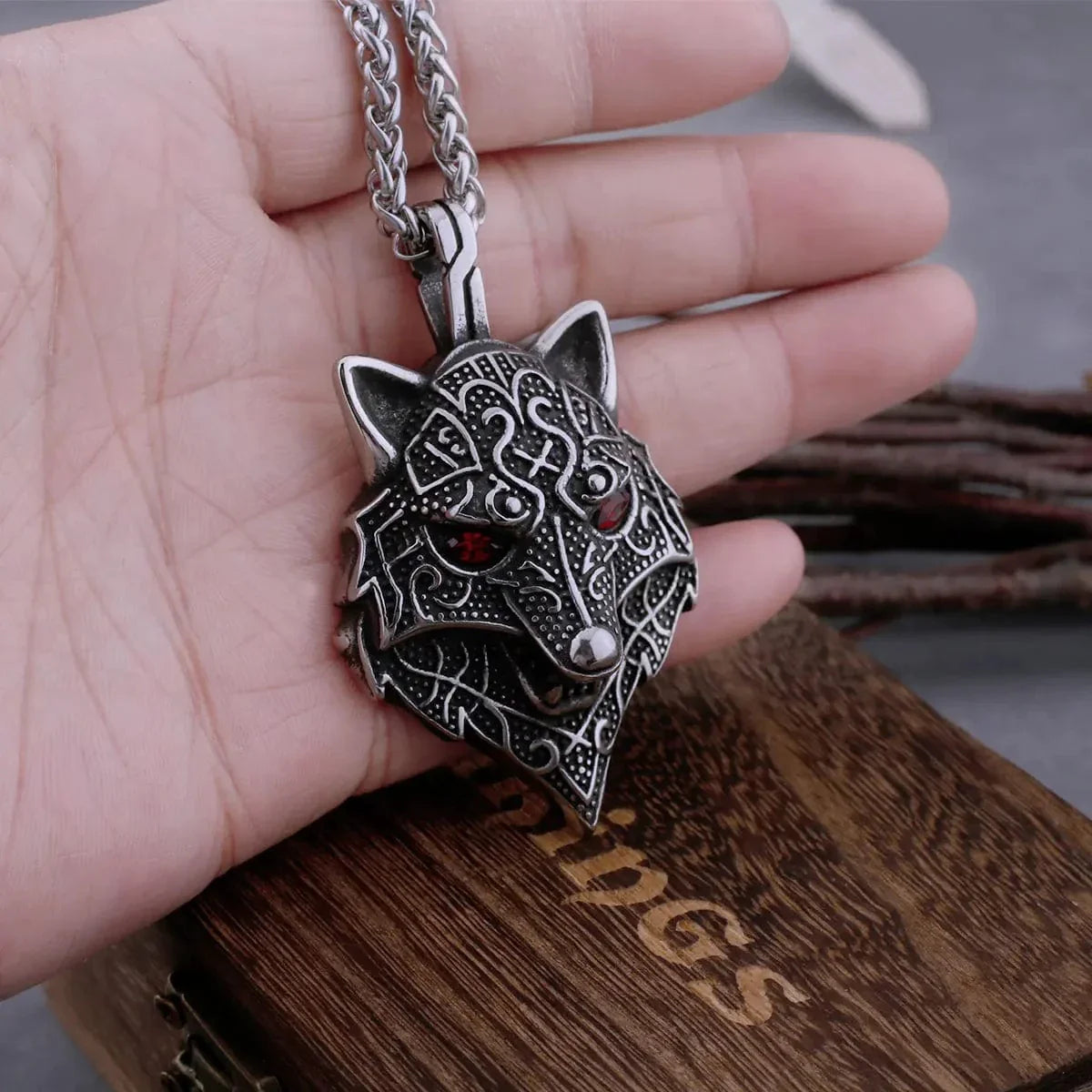 Viking Fenrir Head Necklace