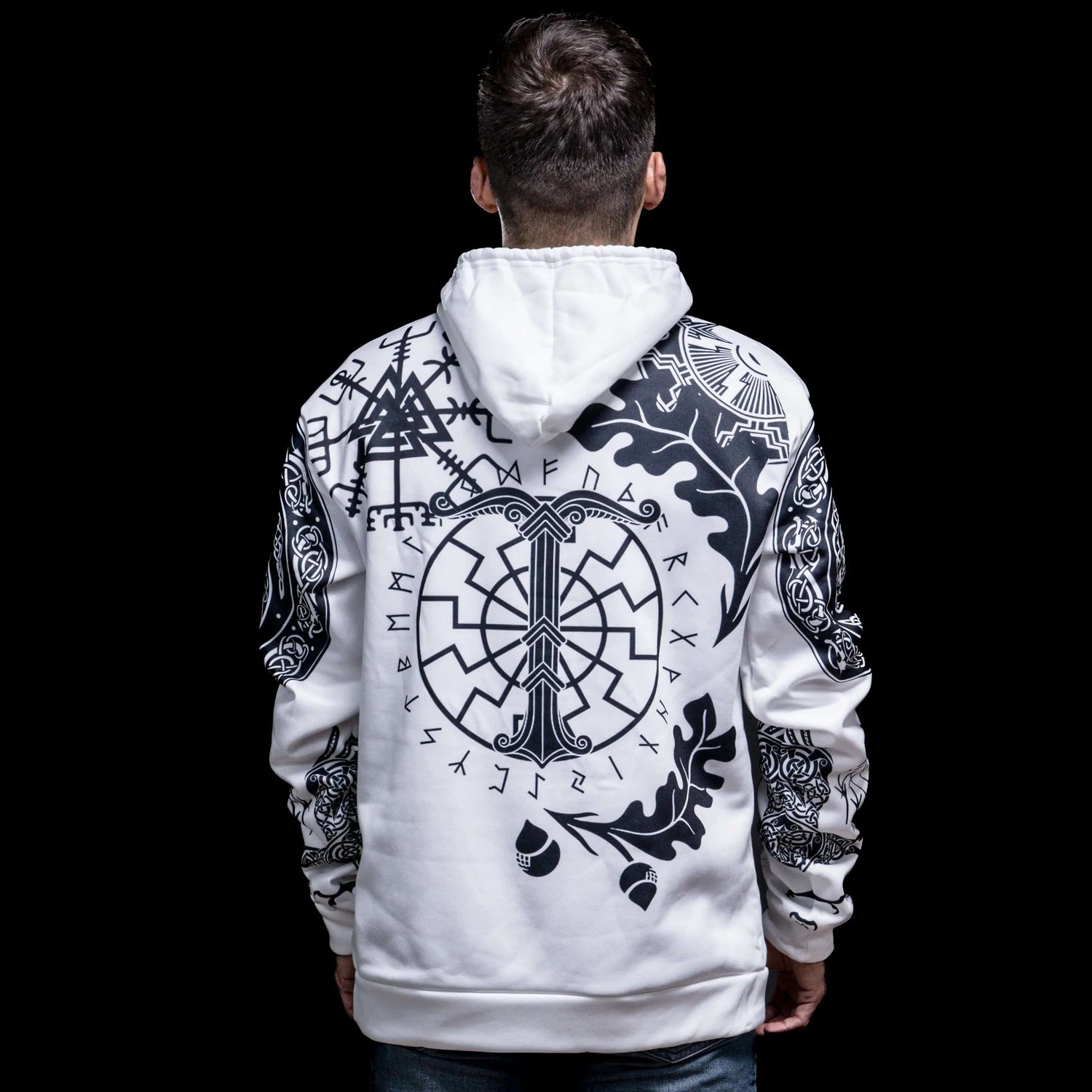 Viking Hoodie "Runic Enigma and Vegvisir Hoodie"
