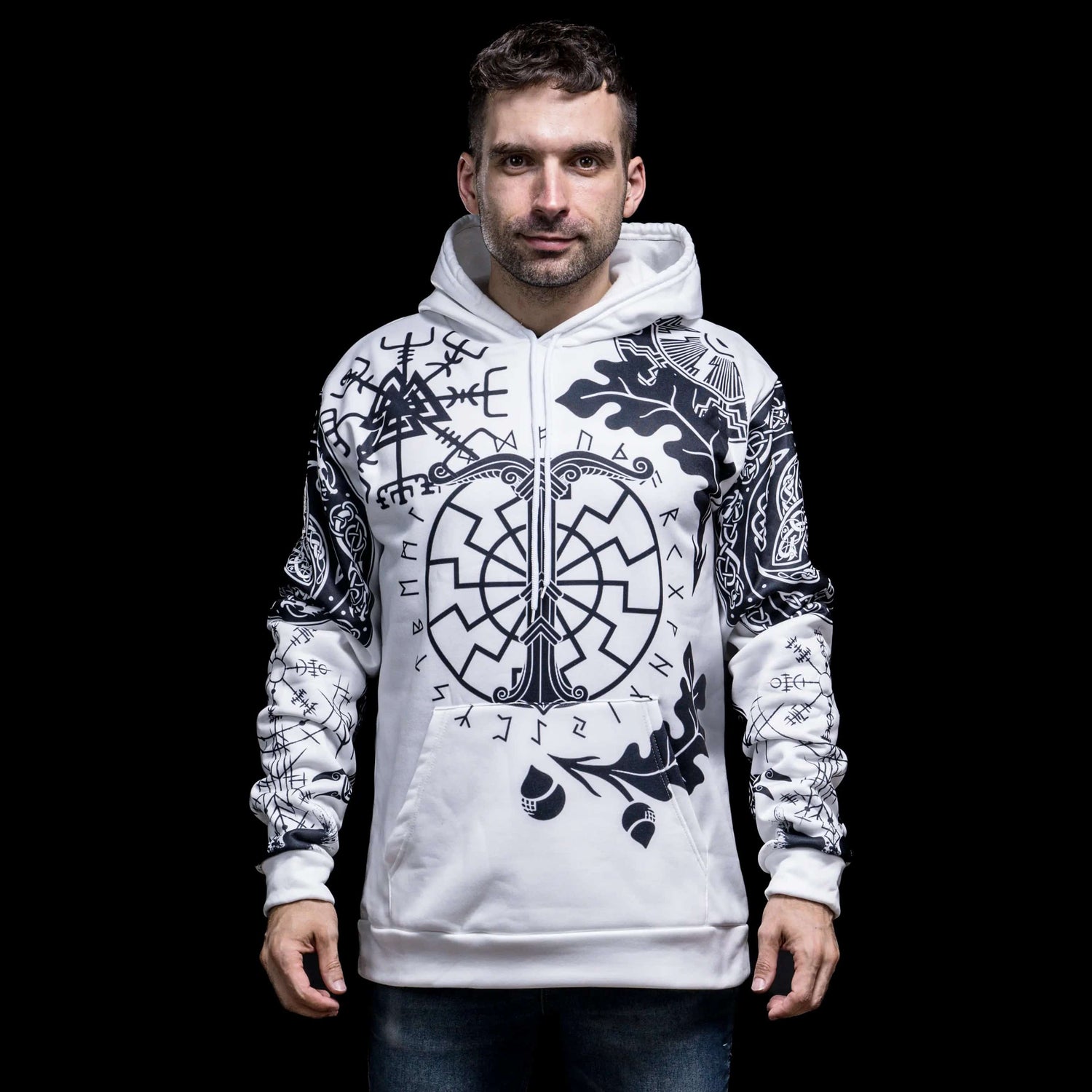 Viking Hoodie "Runic Enigma and Vegvisir Hoodie"