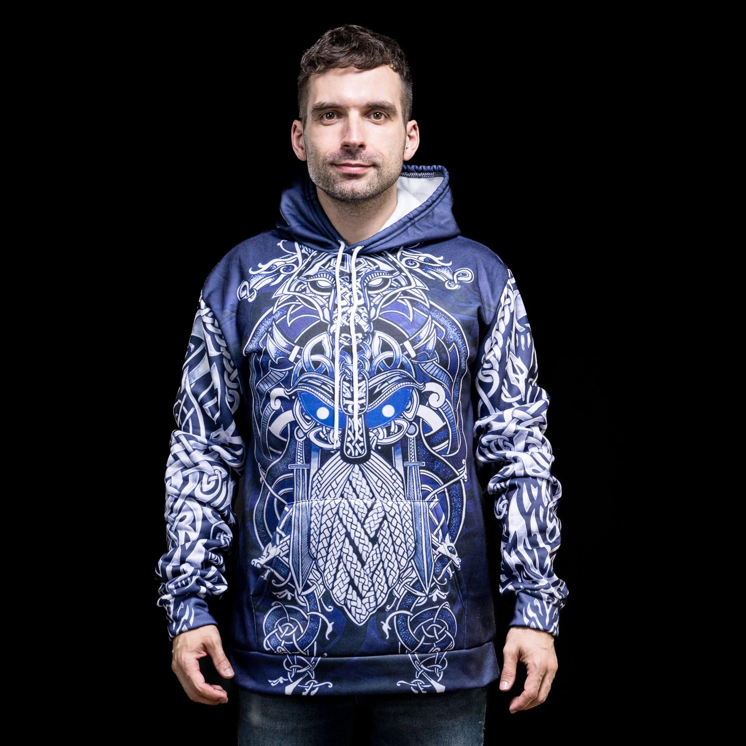 Viking Hoodie "Fenrir and Odin Hoodie - Duel of Destiny"
