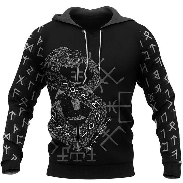 Viking Hoodie "Infinity Ouroboros and Vegvisir Hoodie"