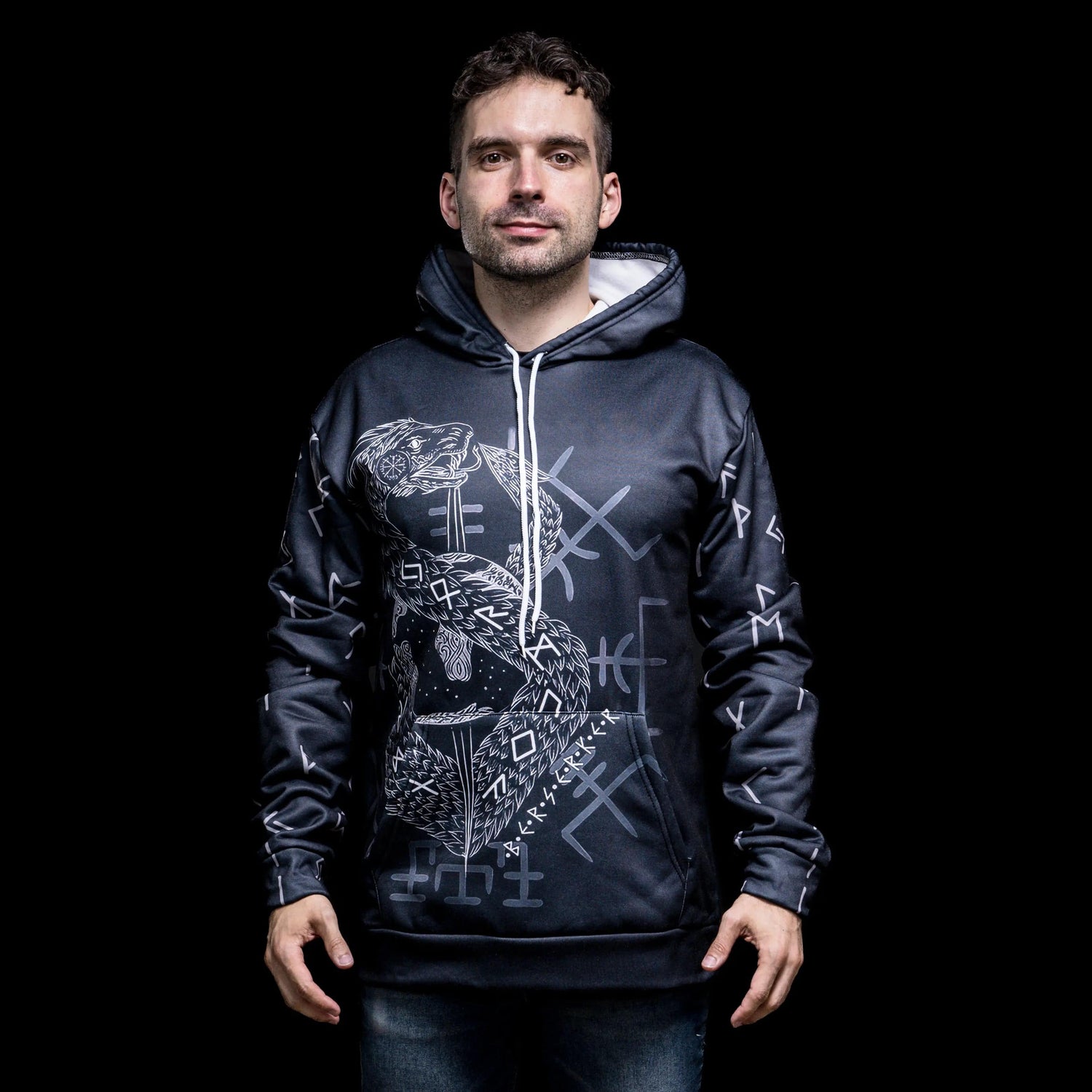 Viking Hoodie "Infinity Ouroboros and Vegvisir Hoodie"