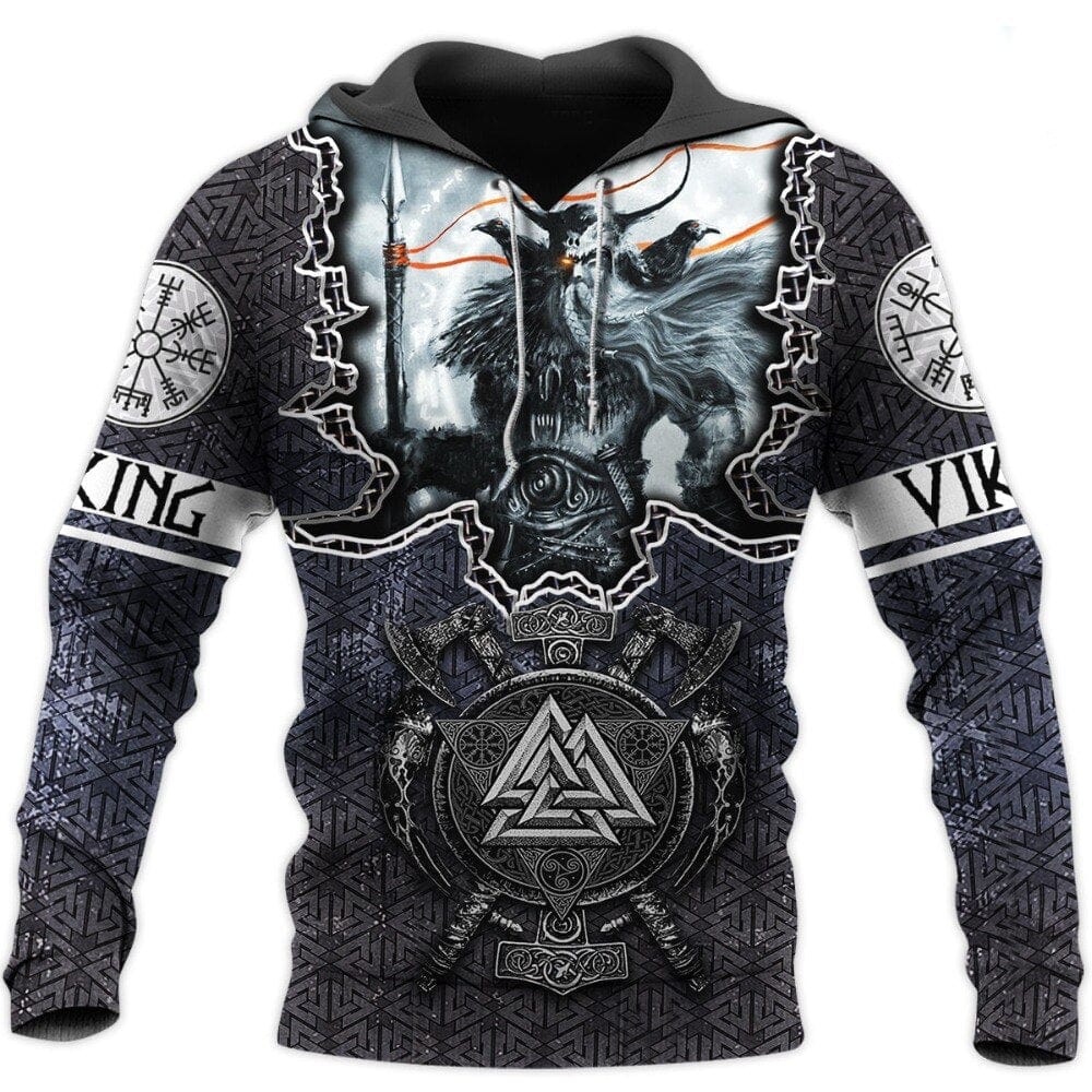 Viking Hoodie "Odin and Gungnir Hoodie - The Axes of the Valknut"