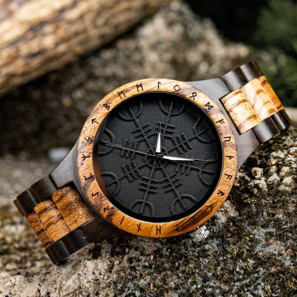 Wooden Watch - Vegvisir