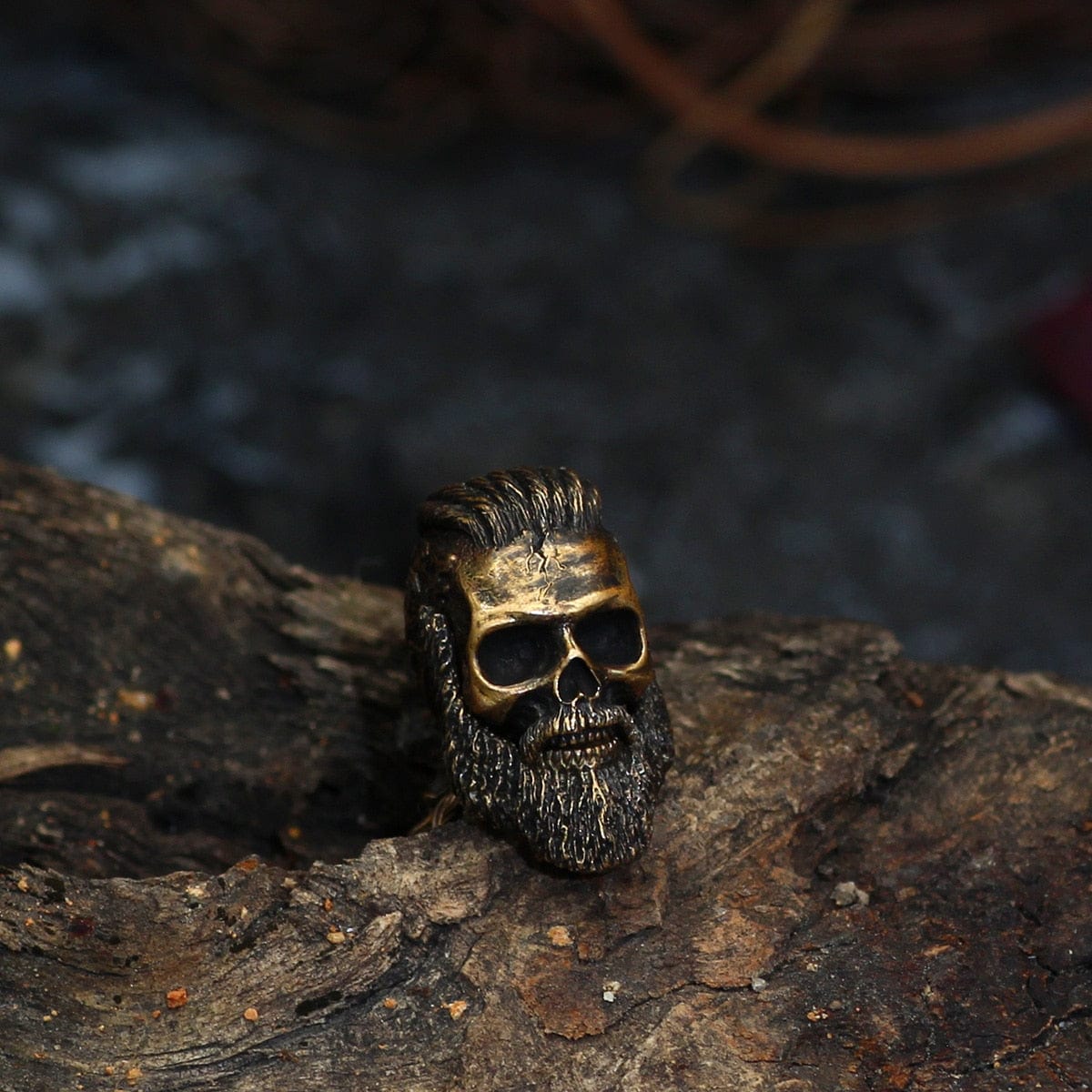 Hair/Beard Skull Beads - 3 Pieces Stainless Steel