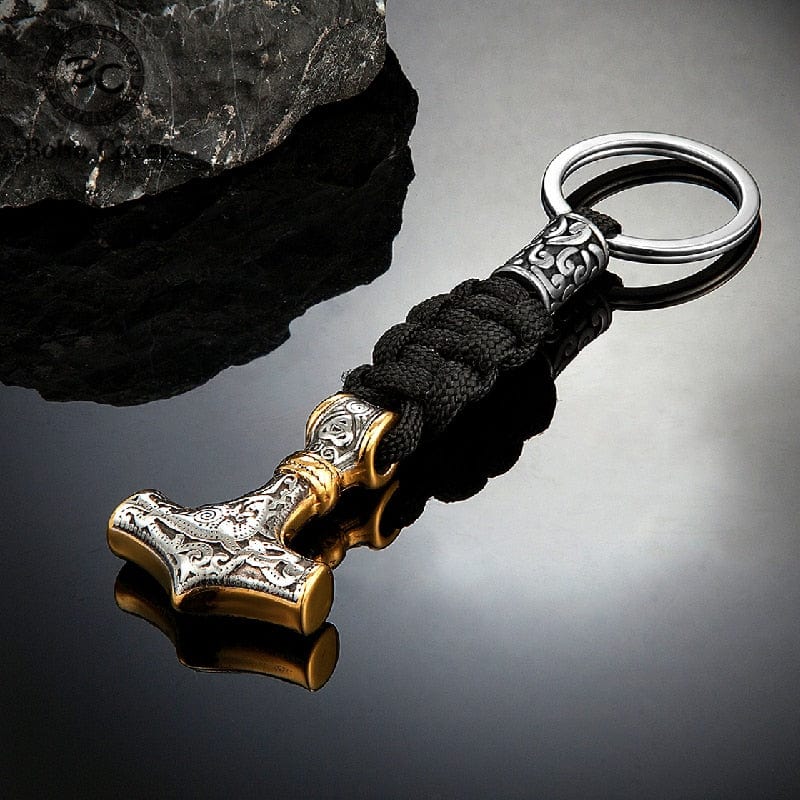 Viking Thor's Hammer Keychain in Paracord and Stainless Steel