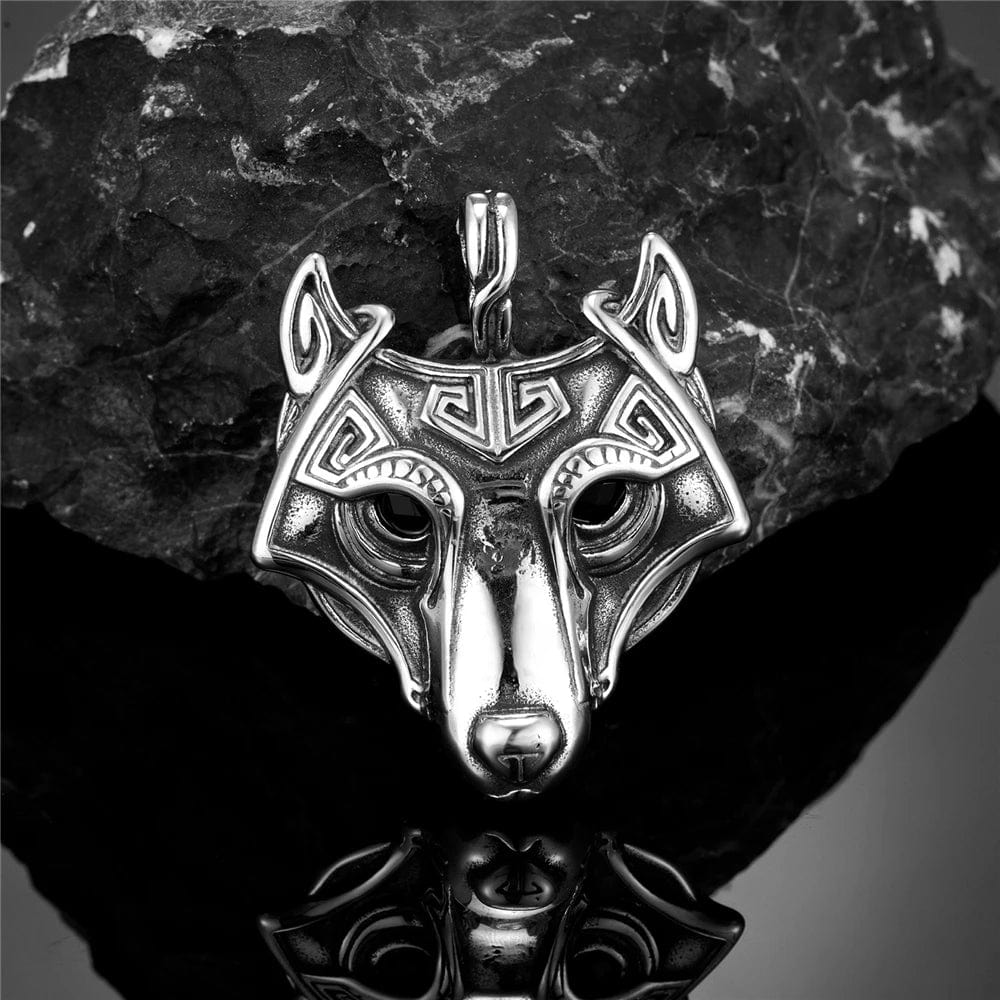 Viking Fenrir Mask Silver Keychain