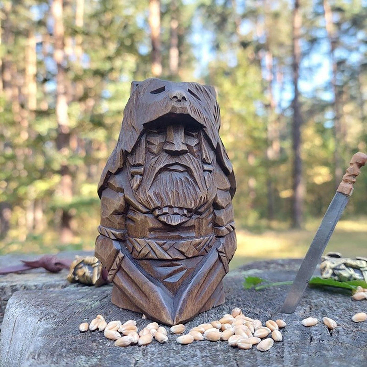 Viking wooden statuette Norse gods